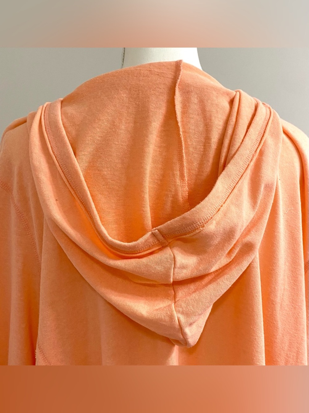 Easel Womens L Solid Orange Hooded Top Boho Summer Beach Lightweight Cottagecore - Picture 5 of 14